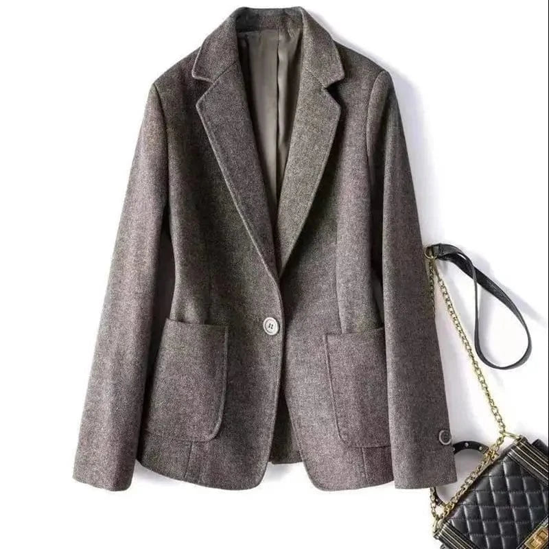 S-3XL Thickened suit jacket One button fashionable long sleeved woolen suit for women's outerwear