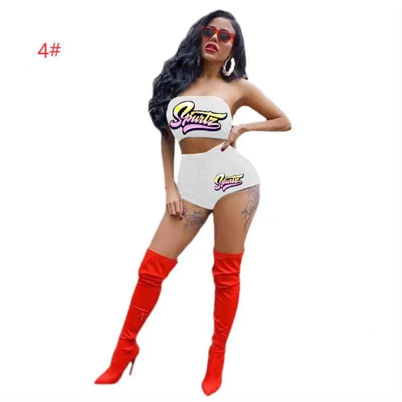 S / 4 J&H 2023 new arrivals tube top and snack shorts set ladies sexy slim fit crop top fashion summer outfits