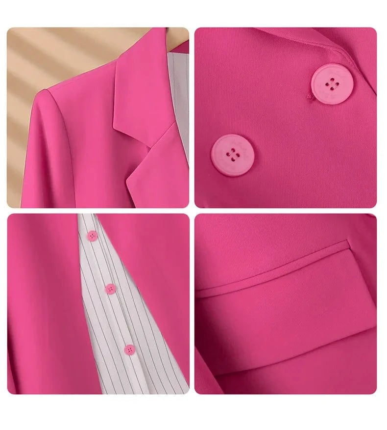 S-4XL contrasting color lazy style sweet cool women's jacket Back slit design striped patchwork small suit