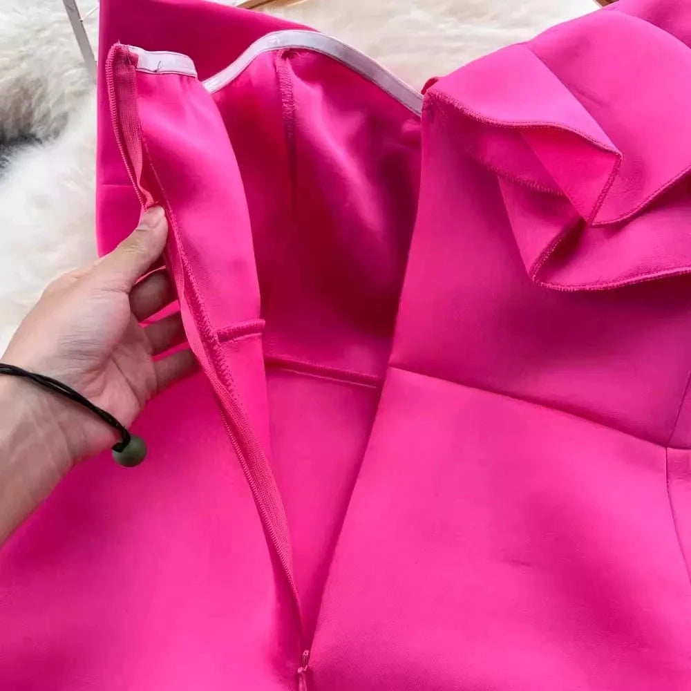 S-4XL Sexy Pure Desire Wind Irregular Three Dimensional Bow Tie Single Shoulder Diagonal Neck Bra Wrap Hip Dress