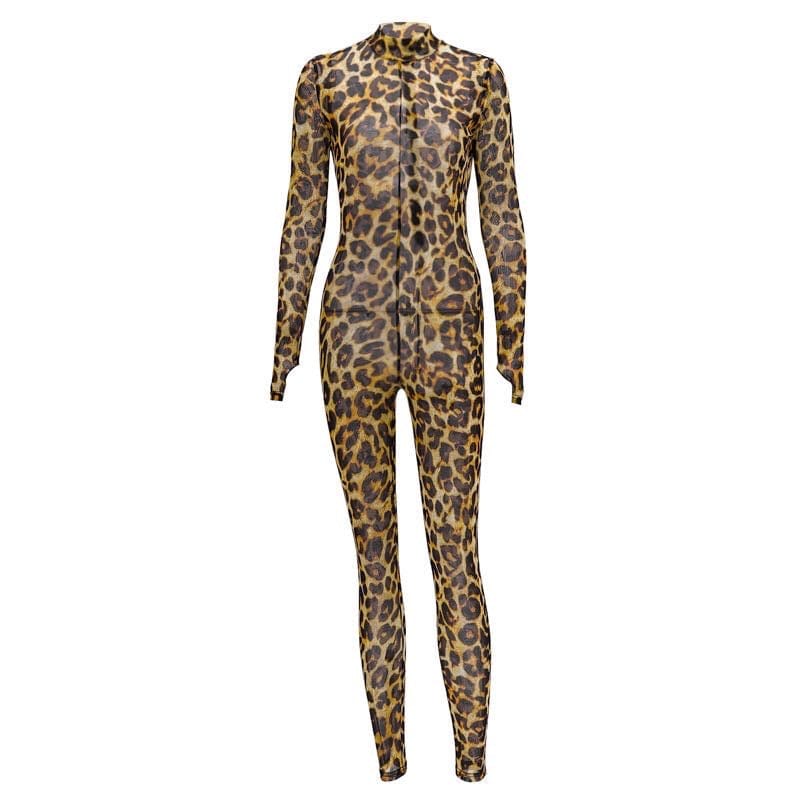S / Animal print Round Neckline Jumpsuit Wholesale Women Jumpsuit Sexy Animal Print Sexy Club Wear Summer