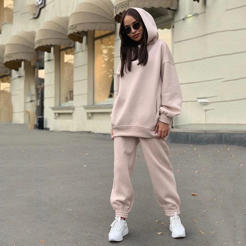 S / Apricot High Quality Solid Color Sets Women Clothing Fall Women Gym Clothing Custom Two Piece Set Women Clothing