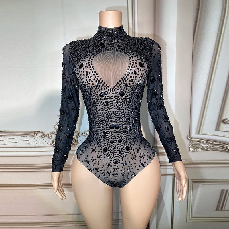 S / as picture Novance Y2900 Trend Items 2023 Bodysuit For Women Plus Size Rhinestone Romper Jumpsuit Noir Woman Body Slim Bustier Dos Nus