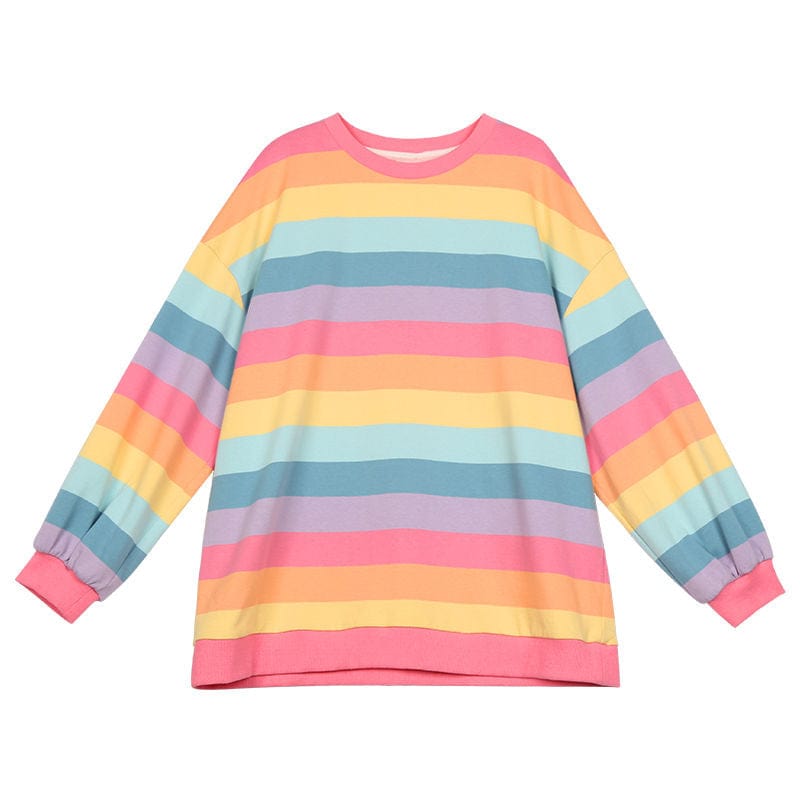 S / baokuan Rainbow Kawaii Hoodies Korean Fashion Autumn Women Sweatshirts Women Loose Harajuku Hoodie Long Sleeve Clothes Women