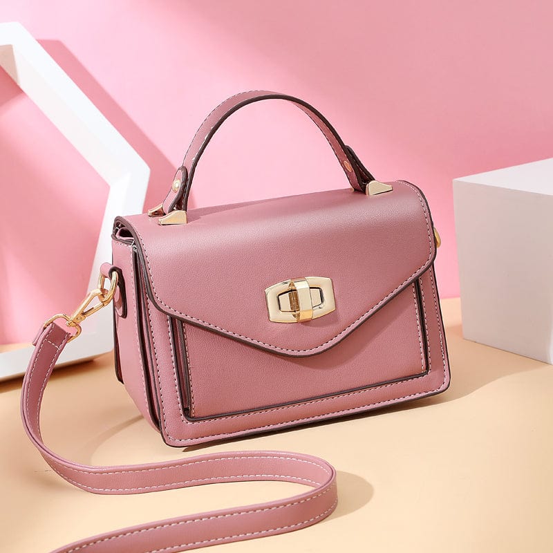 S / Bean paste color 2022 Fashion commuting all-match leather women handbags twist buckle cross-body bag shoulder bag woman bags handbags
