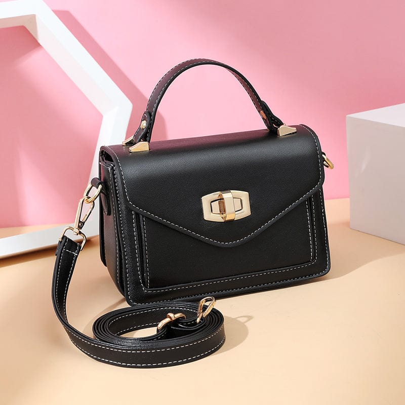 S / black 2022 Fashion commuting all-match leather women handbags twist buckle cross-body bag shoulder bag woman bags handbags