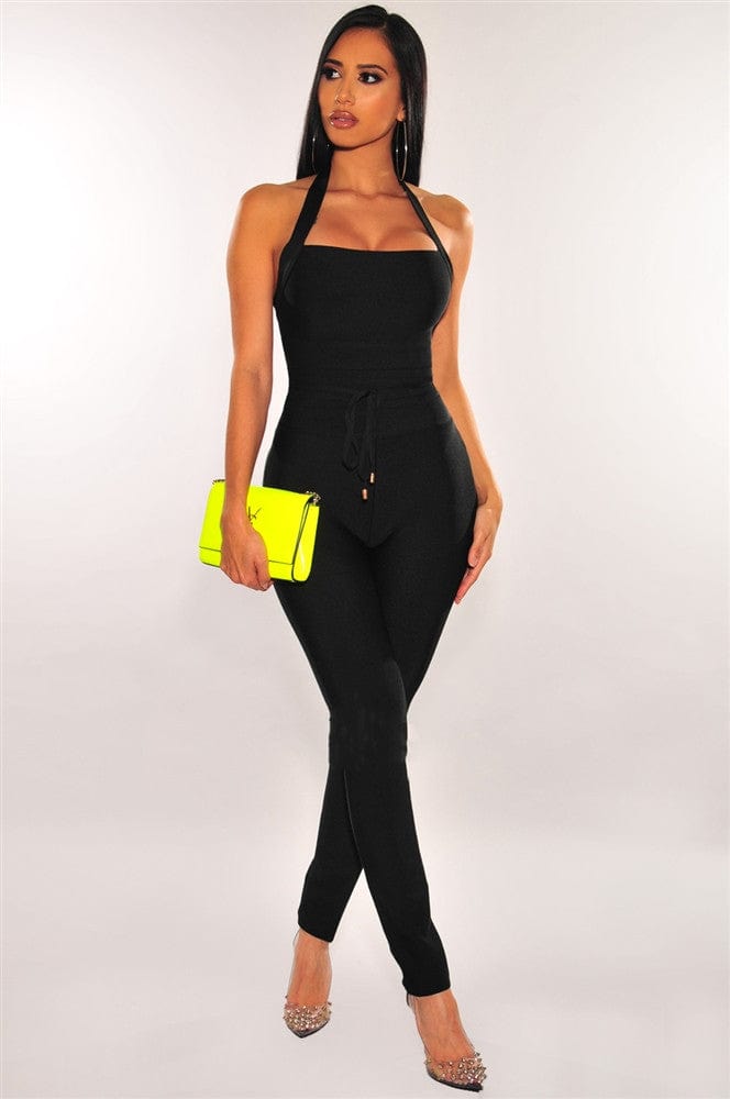 S / black BA175 Fashion Ladies Club Wear Spaghetti Strap Backless One Piece Sexy Bodycon Bandage Jumpsuits, Playsuits & Bodysuits