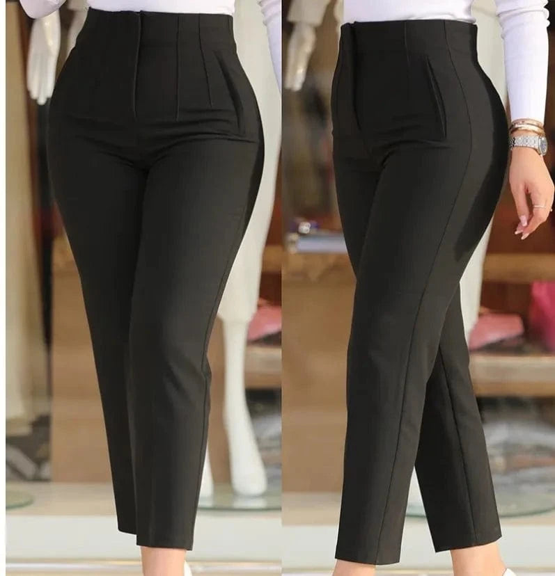S / Black European and American New casual fashion Women's pants Solid color High waist Women's pants