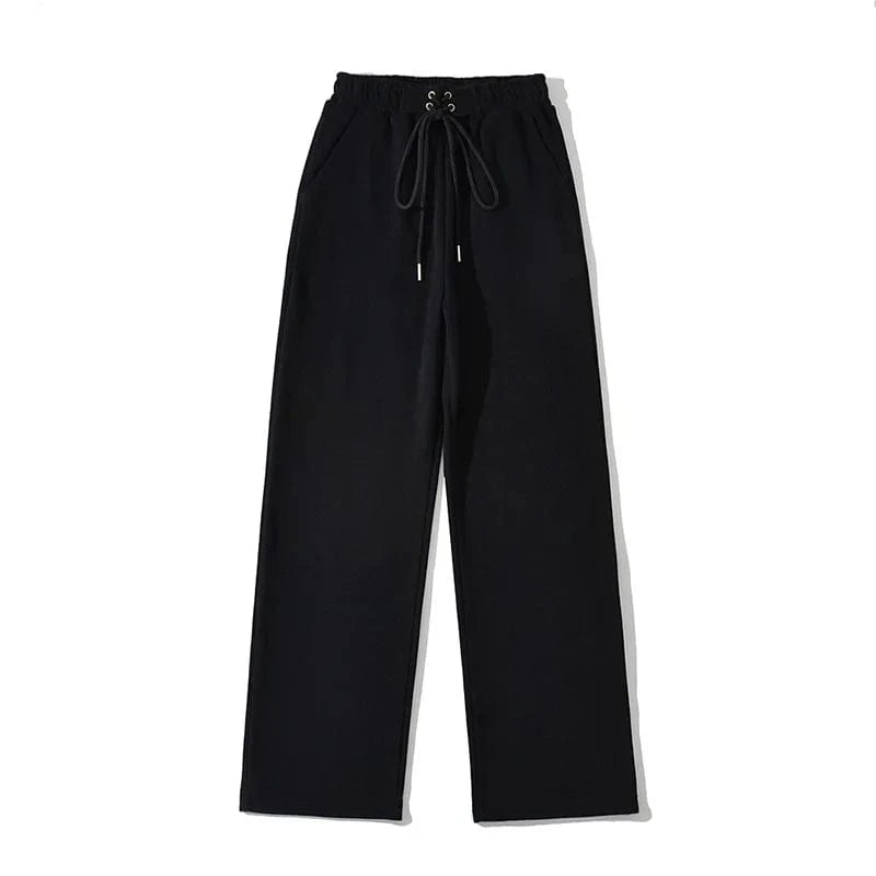 S / Black High Quality Loose Ladies Sweatpants Shoe Loop Waistband Sport Long Running Pants Female Trousers Women Joggers Pants