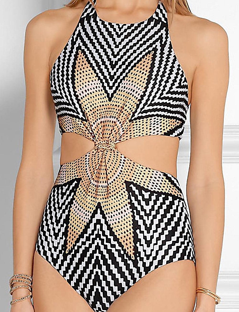 S / black New solid color bikini chiffon digital print sexy swimsuit hot style one piece swimwear