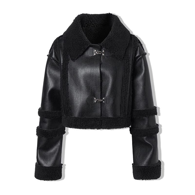 S / Black New Trending High Quality Real Shearling Coat With Fur Lining Custom Color Wholesale Winter Womens Shearling Fur Jacket