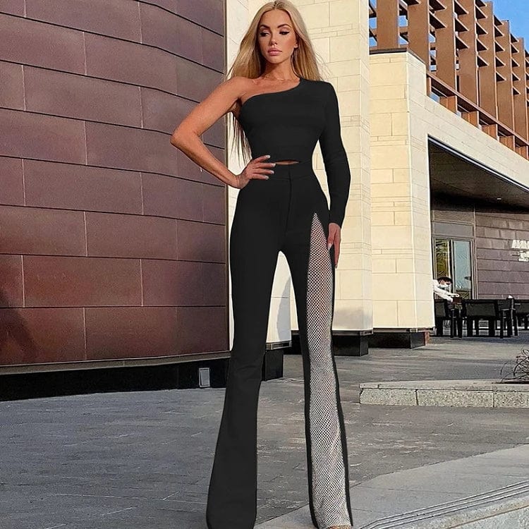S / Black Novance B3168 2023 New Arrivals Floor Length Mesh Beaded Red Pants Plus Size Women'S Pants & Trousers Casual Slim Ladies Pants