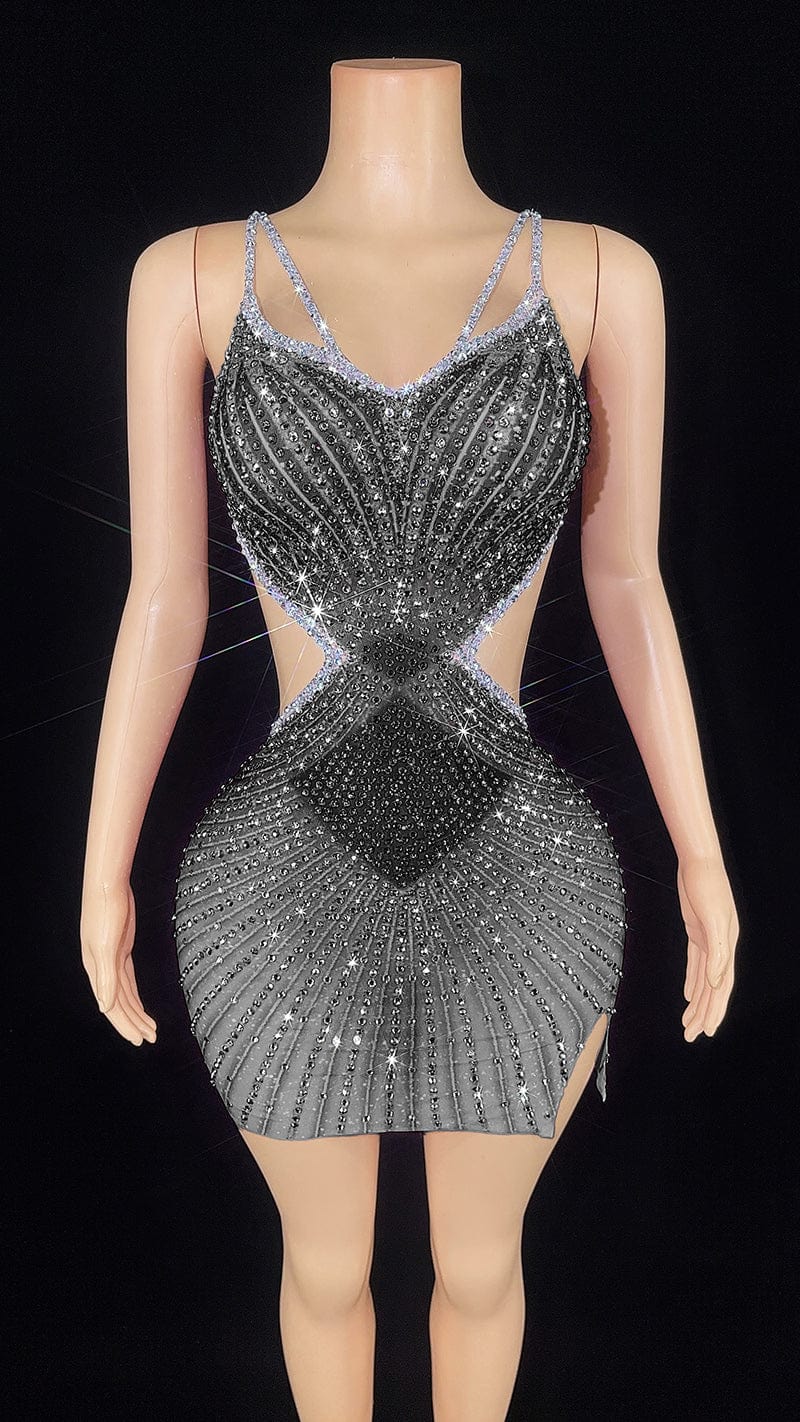 S / black NOVANCE Y2839 high quality women clothing elegant women's club dresses 2023 shiny crystal diamond luxury dress mini bodycon