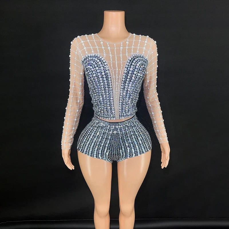 S / Black Novance Y3423 New Fashion Clothes for Women  Sexy Bodycon Lady Elegant Party Evening Women's Long Sleeve Tops with Crystal Beads