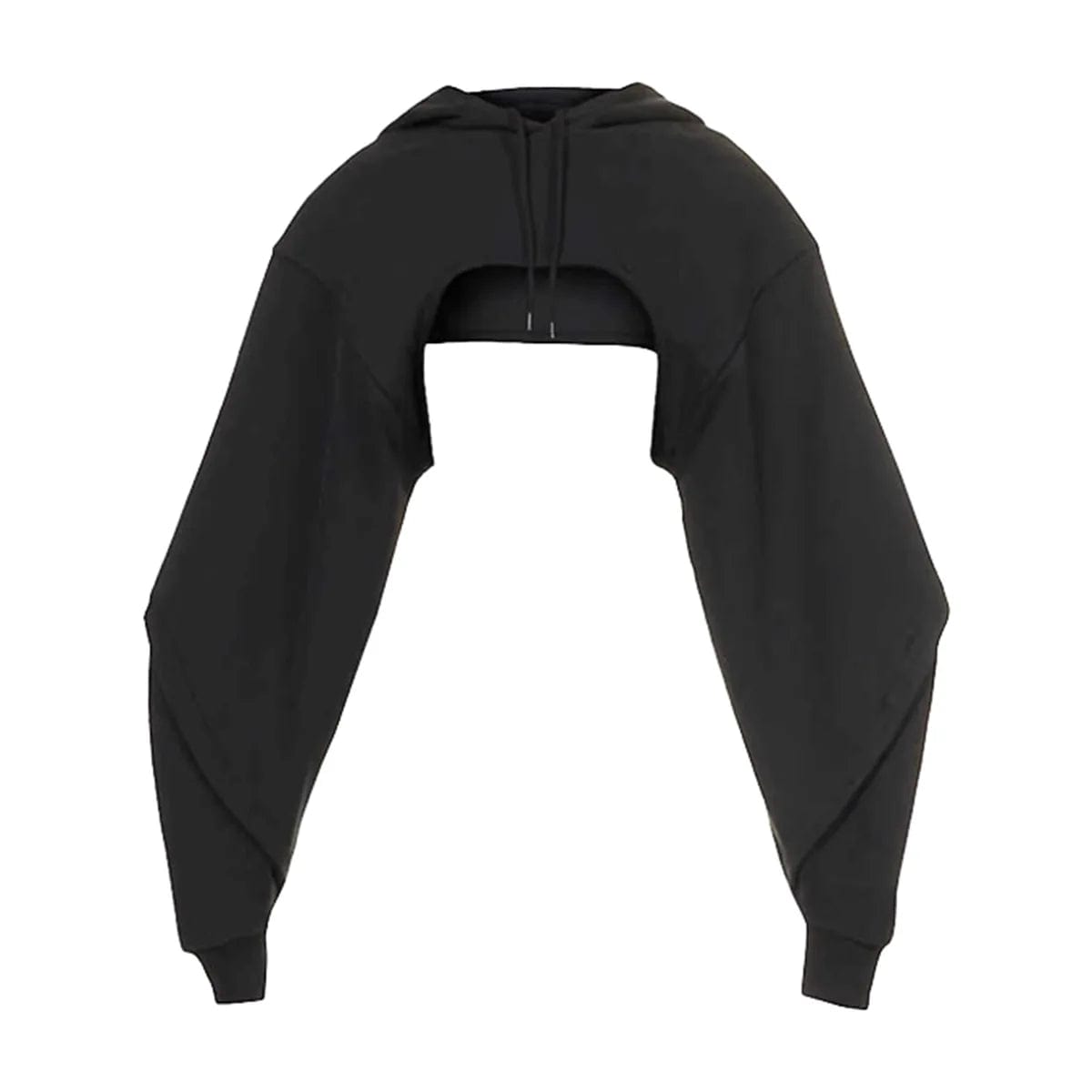 S / Black OUDINA 2023 Autumn Crop Sweatshirt Women Detachable Loose Shawl Long Sleeve Hoodies Sweatshirts