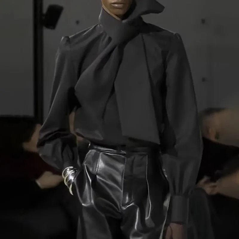 S / Black OUDINA 2023 Autumn New Fashion Unique Shirt Simple Temperament Long Sleeve Cardigan Formal Women's Shirts