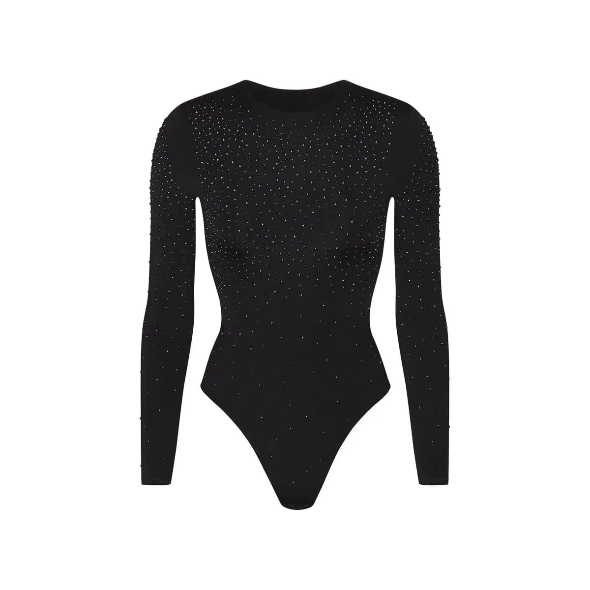 S / Black OUDINA Fashion T-shirt Crop Top Long Sleeve Tight Diamond Rhinestones Jumpsuit Sequins Jumpsuits Playsuits & Bodysuits