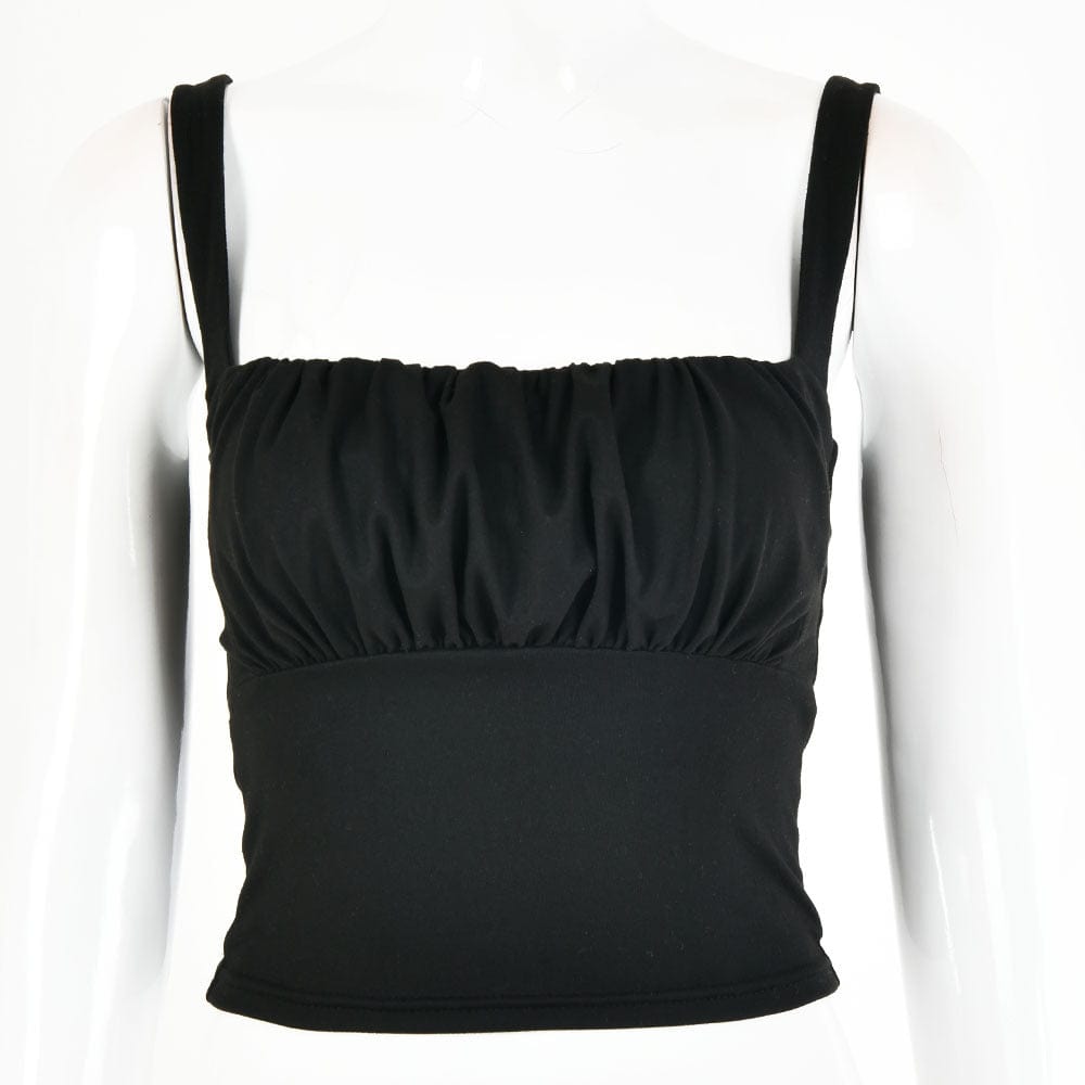 S / Black R40130S wholesale 2022 sexy chest pleated sleeveless pure color women's tank tops for party