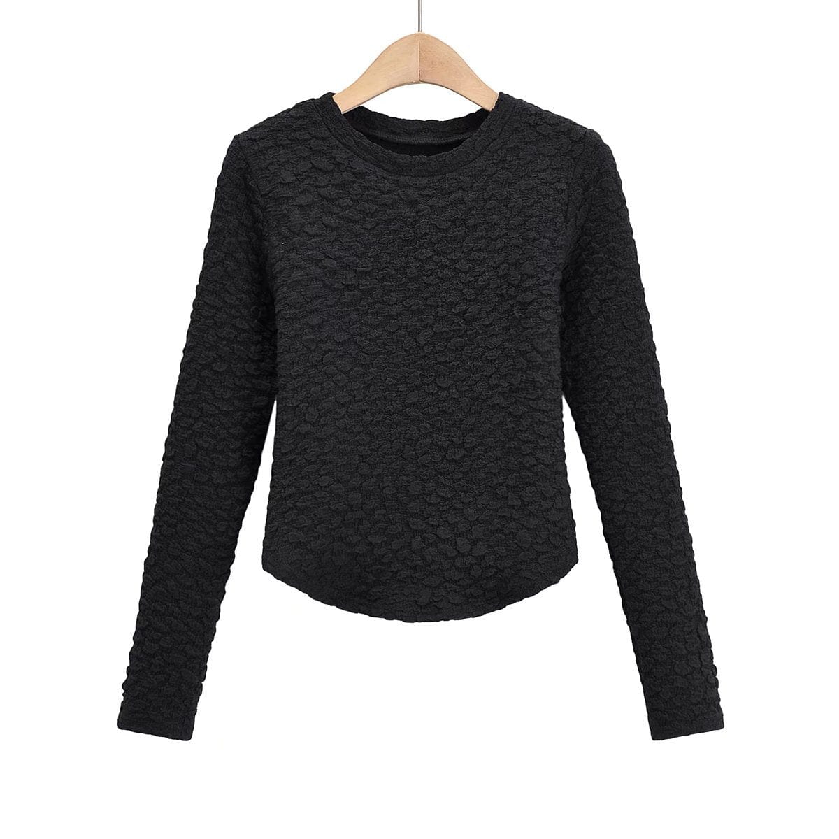 S / black R41529S women's fashion solid color thick bottoming shirt slim blouses