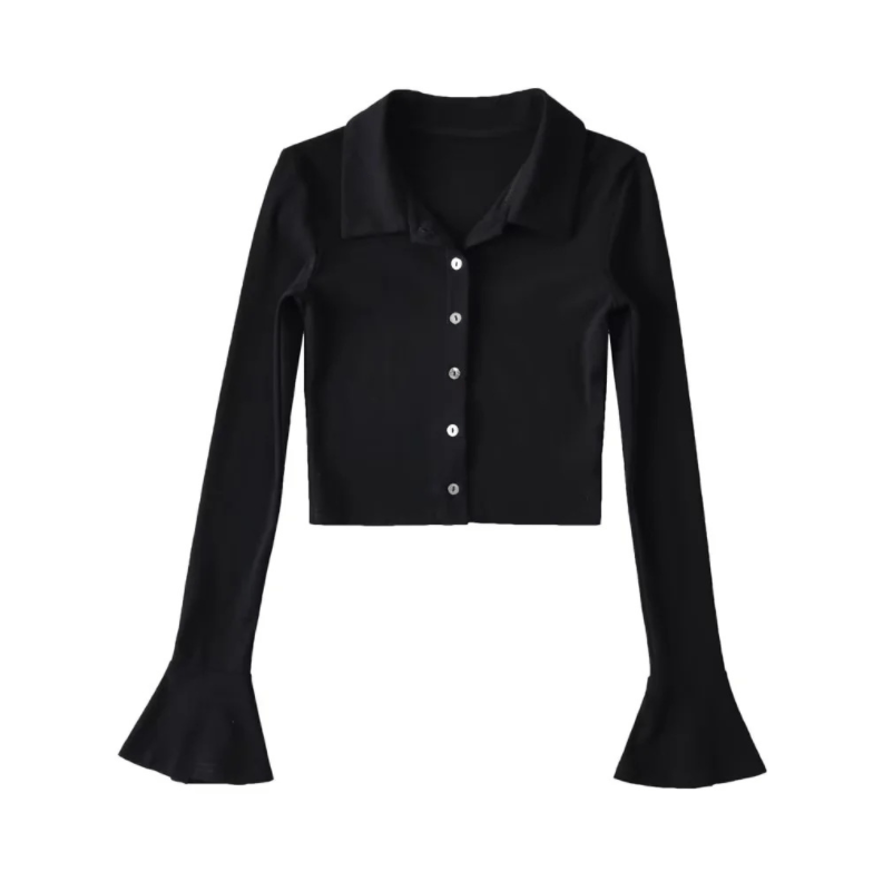 S / black Runwaylover 1587 Flare Sleeve 2023 Ladies One Breasted T-Shirt