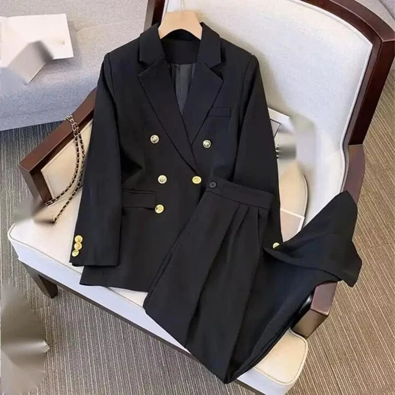 S / Black S-3XL New Goddess Style Suit Set Spring and Autumn Popular Korean Version Advanced and Lazy Style Casual Versatile Set