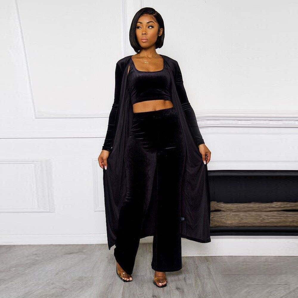 S / black Spring 2023 Women s Clothing Jogging Suit Set Tracksuits for Women Velour 3 Piece Suit Set Velvet Track Suit Women