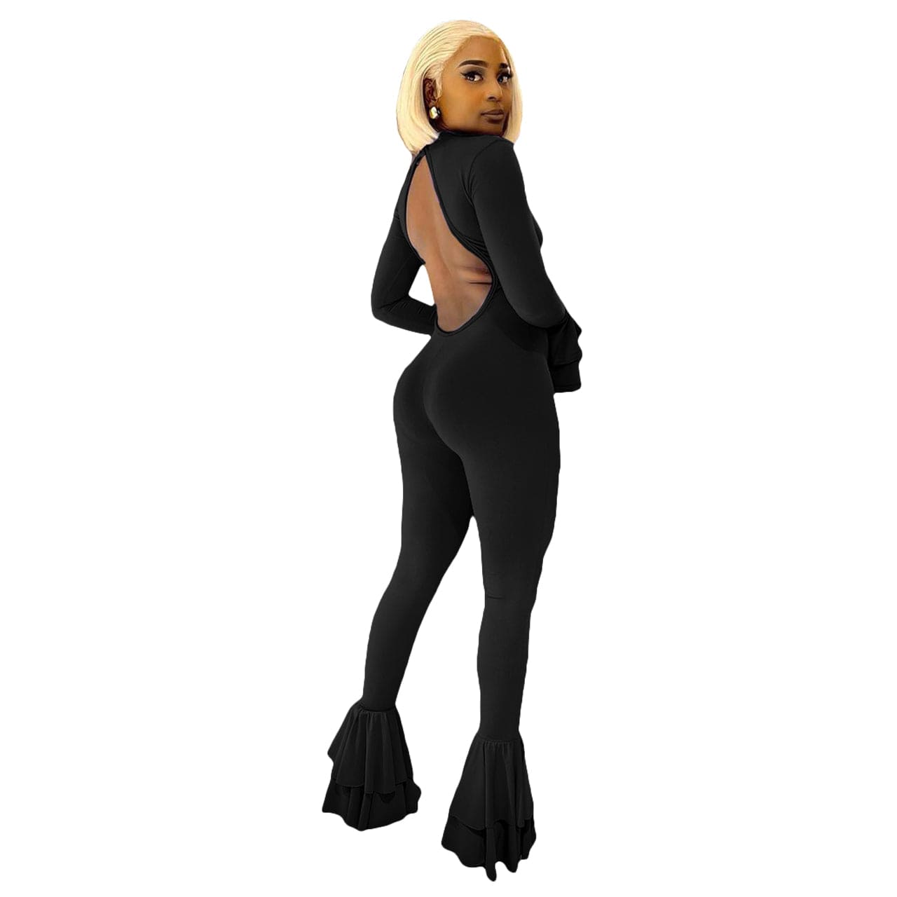 S / black Women Fall Fashion 2022 Solid Color Deep V Jumpsuit Office Irregular Women Rompers And Jumpsuit Rompers