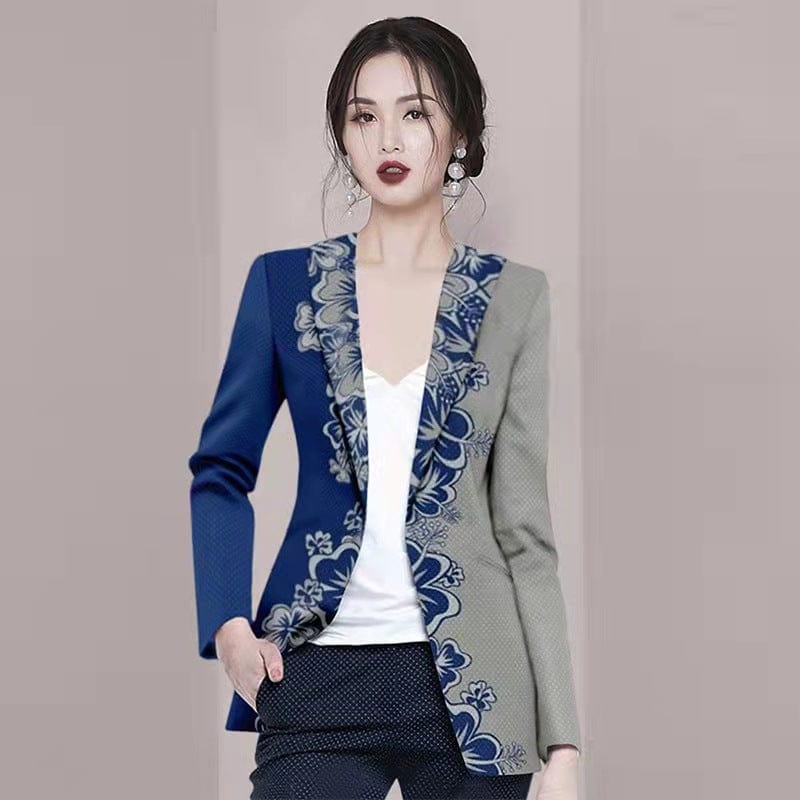 S / Blue 2022 Spring New Design Sense Chic Fashion Lace Blazer Female Professional Adult Lady Like Woman Women's Suit Jacket