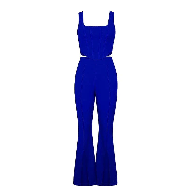 S / Blue 2024 Wholesale Women Two-piece Set Suits Summer Lady Elegant Sleeveless Vest Tops and Split Long Pants Casual Suits