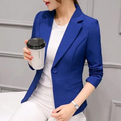 S / Blue 297RX New Long-sleeved Slim Women Blazers And Jackets Small Women Suit Korean Version (pink/Blue/green/blue) Ladies Blazer
