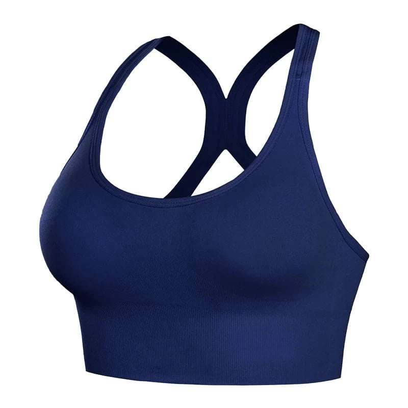 S / Blue Cross Beauty Back Shoulder Straps Seamless Wirefree Sujetador Deportivo Fit Backless Sports Bras Gym Fitness Yoga Bra For Womens