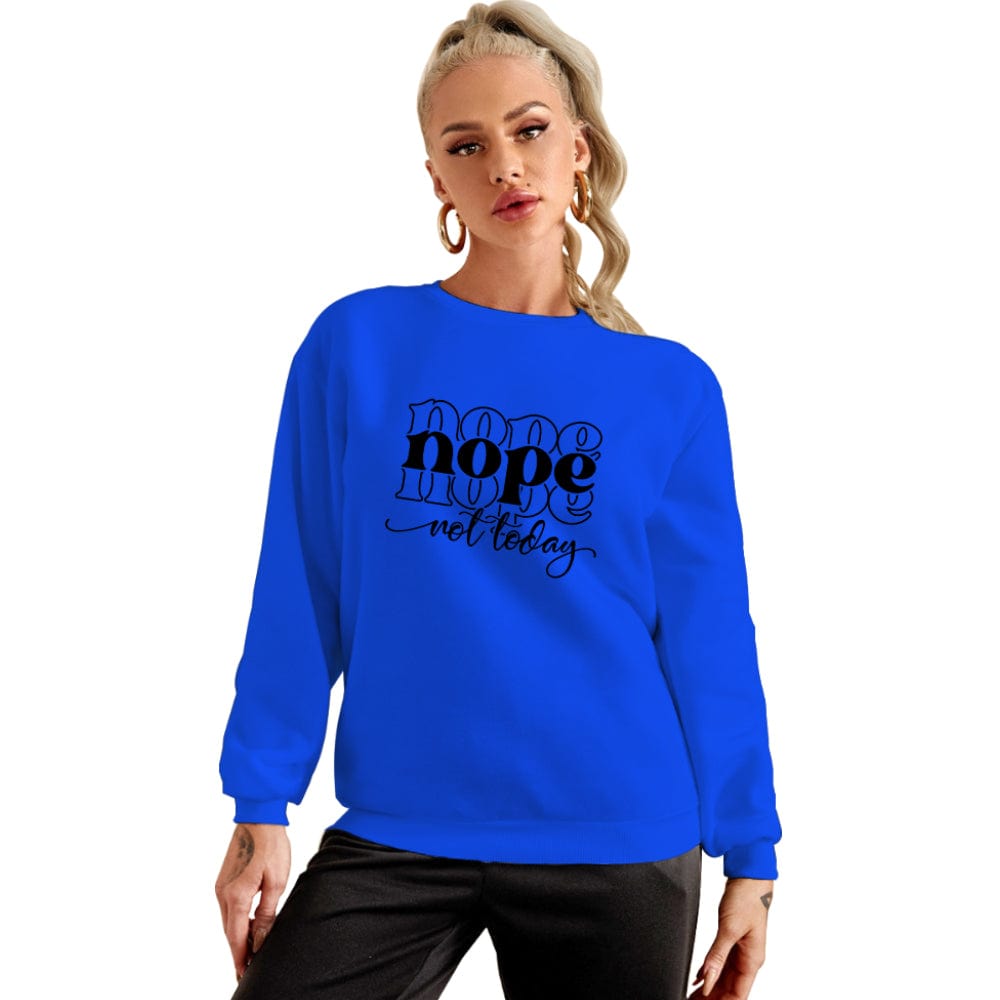 S / Blue Fall Clothing For Women Women Loose Offset Pyrography Sweatshirt