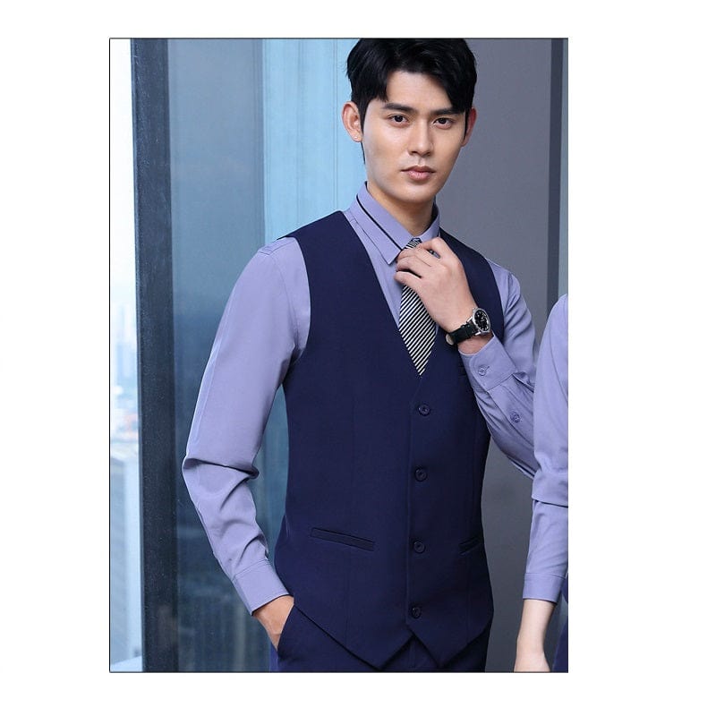 S / Blue for Men OEM Candy Colors Men And Women Vest Elegant Waistcoat Gilet V-Neck Business Career Ladies Tops office Formal Work Wear Outerwear