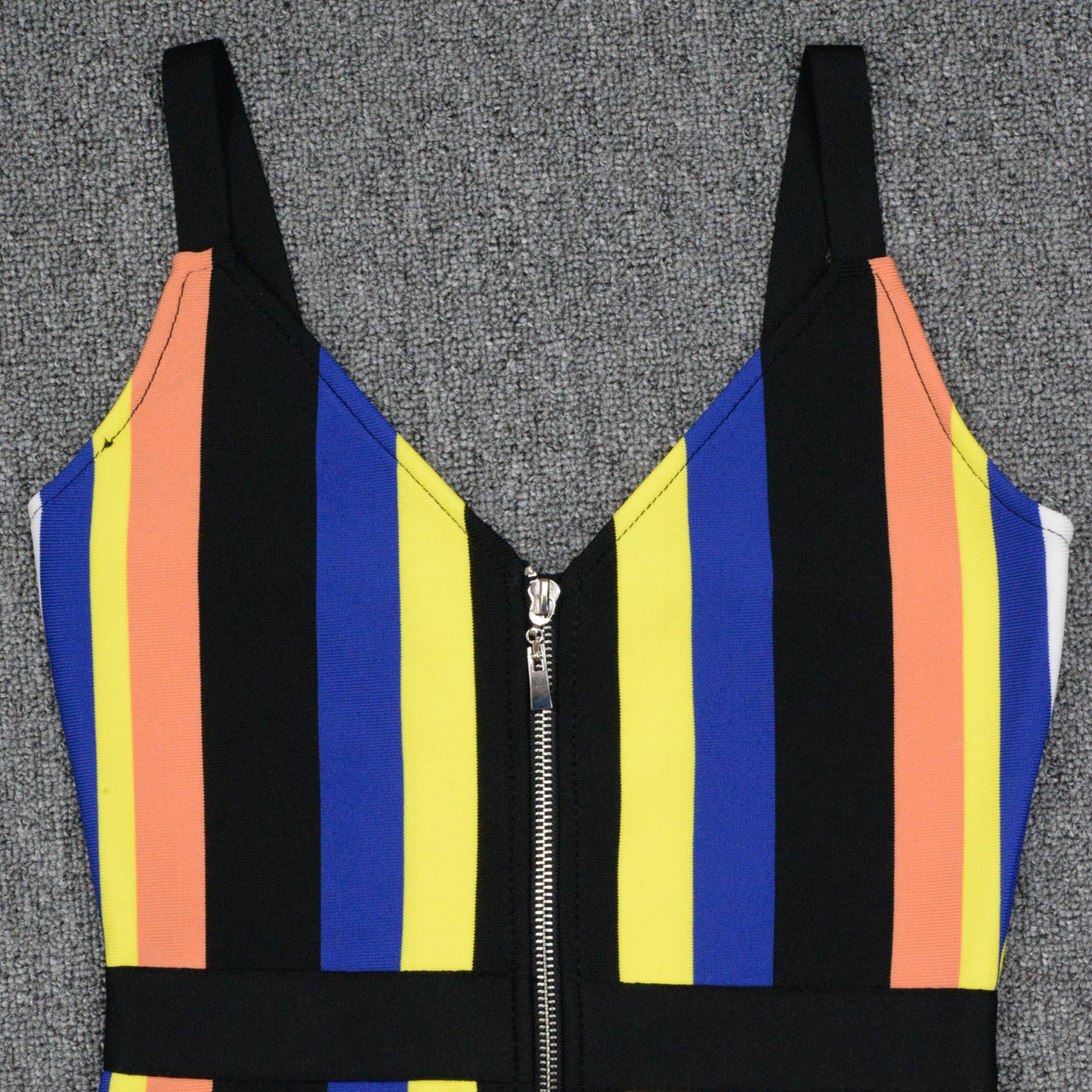 S / Blue High Quality  Knee Length Bodycon Rayon Bandage Dress Elegant Party Bodycon Dress