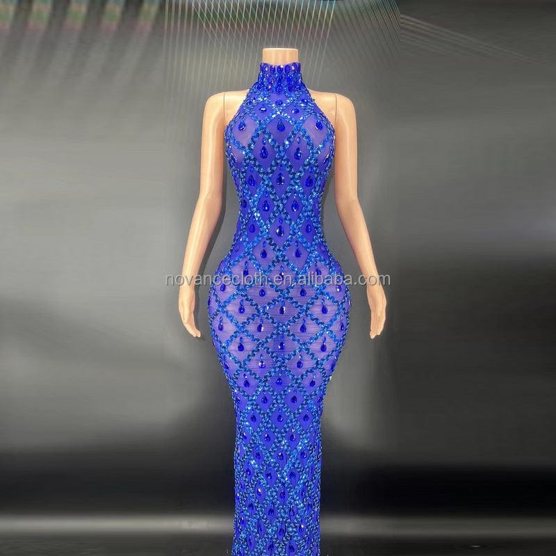 S / Blue Nocance New Fashion Clothes Maternity Night Wear Bling Diamond Pearls Pregnancy Dress For Photo Shoot Gala Party Dress For Women
