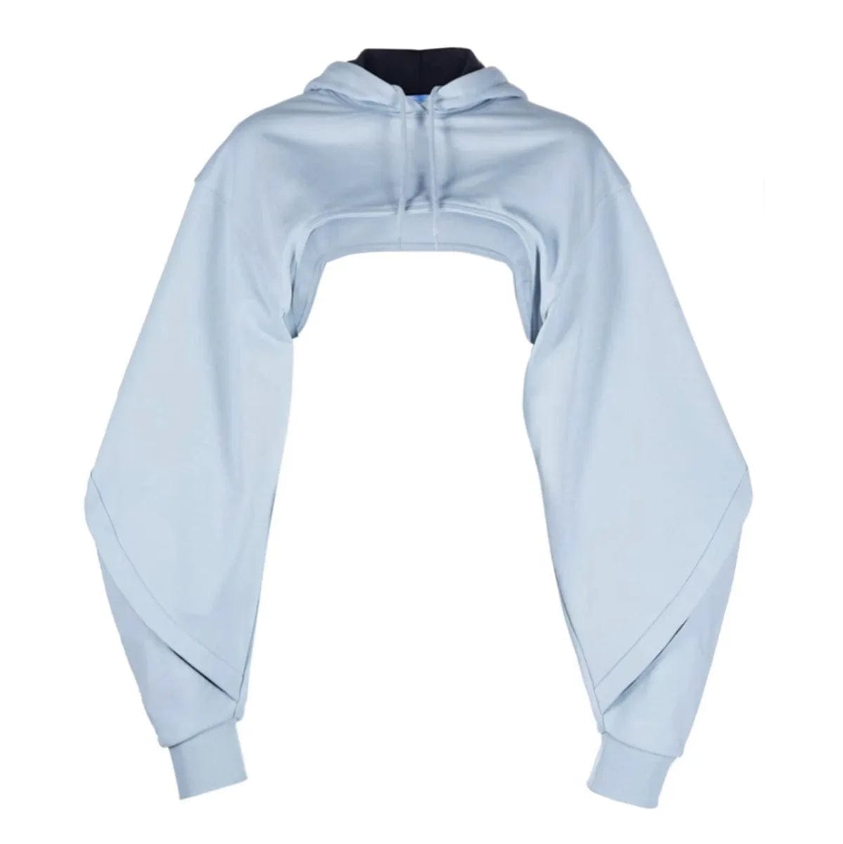 S / Blue OUDINA 2023 Autumn Crop Sweatshirt Women Detachable Loose Shawl Long Sleeve Hoodies Sweatshirts