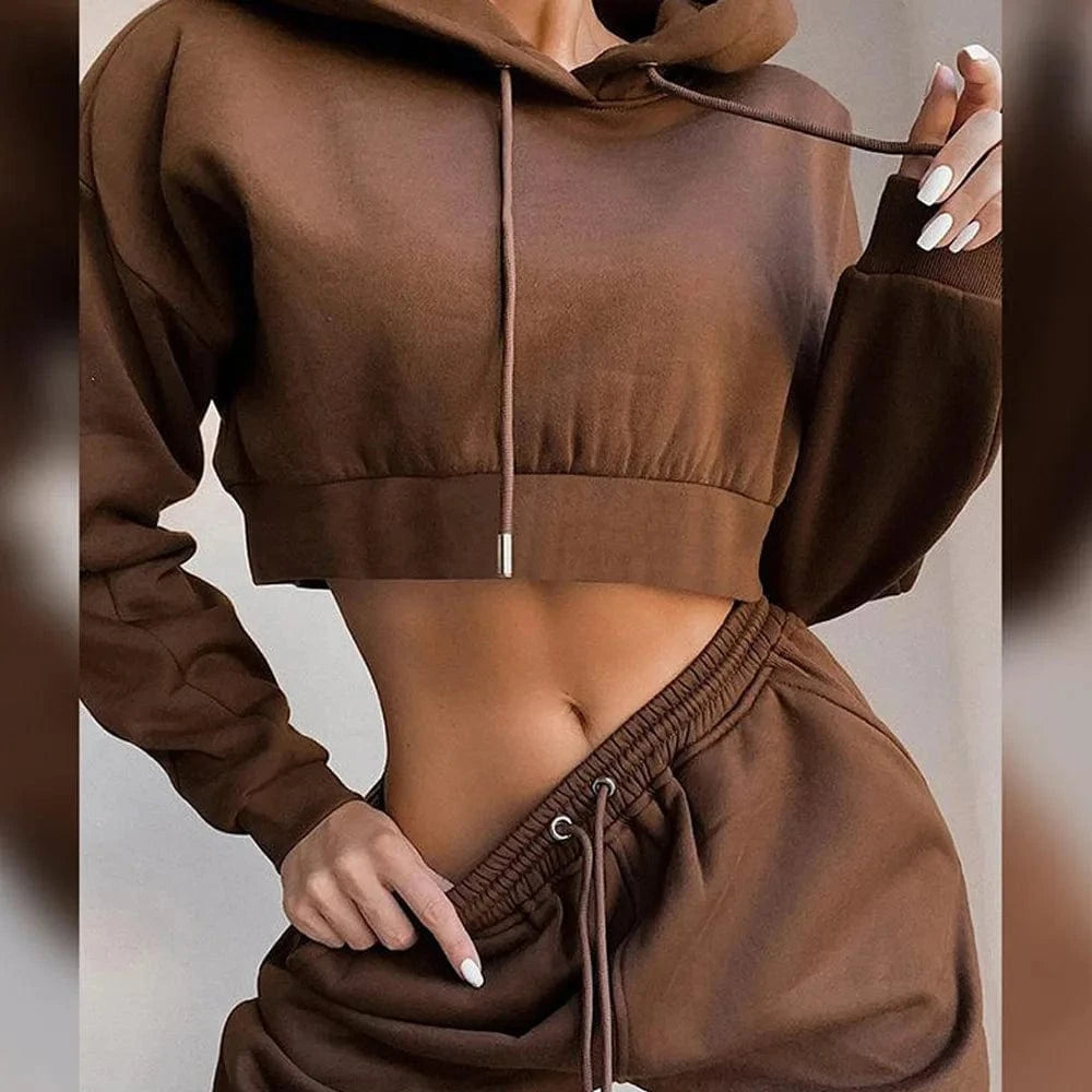 S / Brown New arrivals fashion outwork Bulk Wholesale custom embroidery blank cotton french terry oversized cropped top hoodie for women