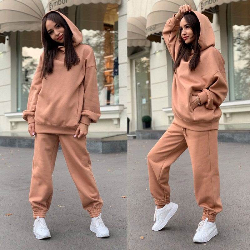 S / Camel High Quality Solid Color Sets Women Clothing Fall Women Gym Clothing Custom Two Piece Set Women Clothing