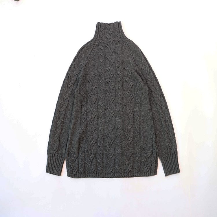 S / Carbon Gray Women's Turtleneck Long Sleeve Loose Five-Color Optional Twisted String Twist Pattern Cashmere Knitted Sweater
