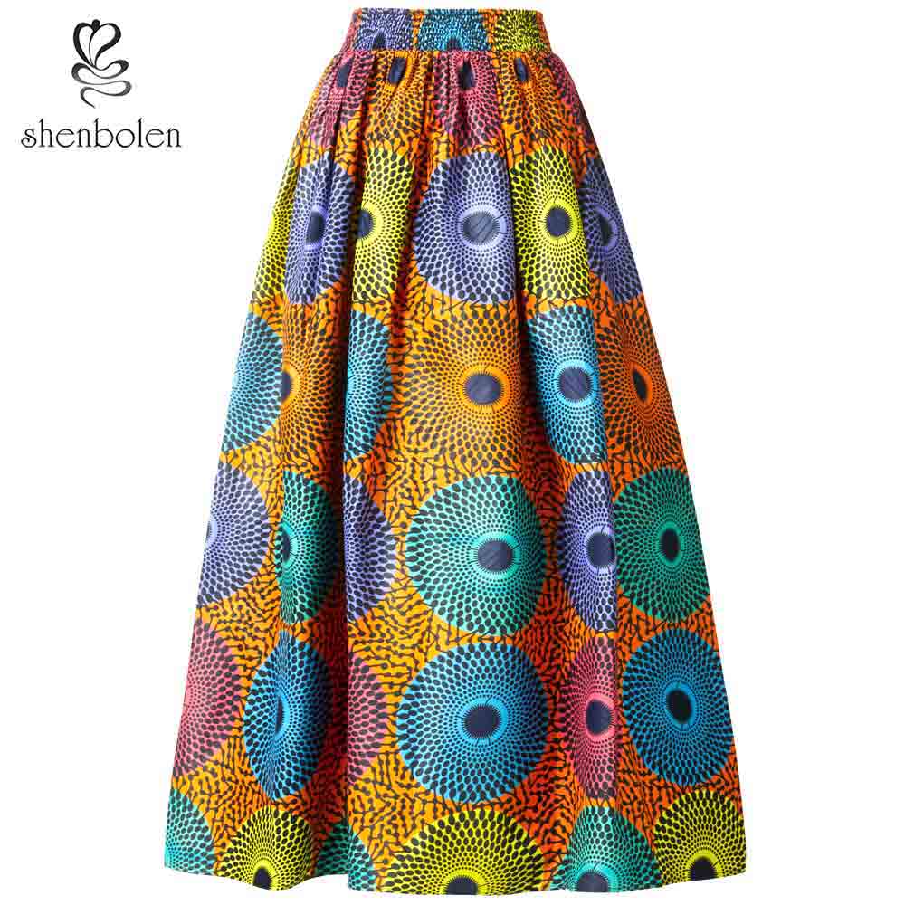 S / color 6 African Traditional Women African Kitenge Print Long Designs ethnic Clothing Dashiki Maxi Skirts For African Women