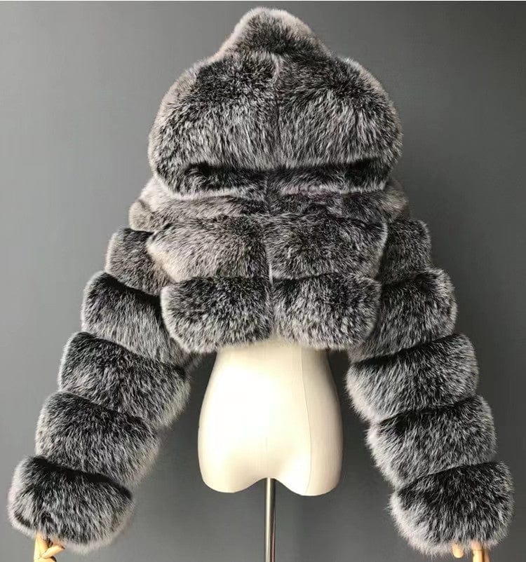 S / color8 2022Long Sleeves Fashion Outerwear Winter Natural Furry Hooded Jacket Women Realfox Raccoon Fur Short Coat