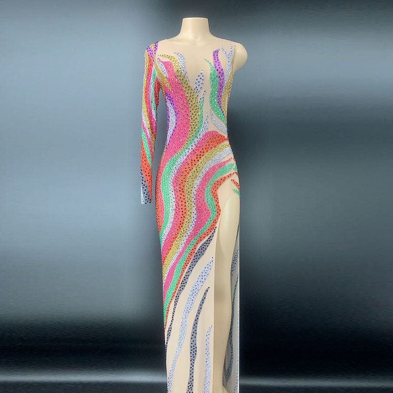 S / Colored Novance Wholesale Clothing Factories Elegant Gorgeous Colored Sequined Maxi Evening Dresses Ceremony Abito Lungo Elegante Curvy