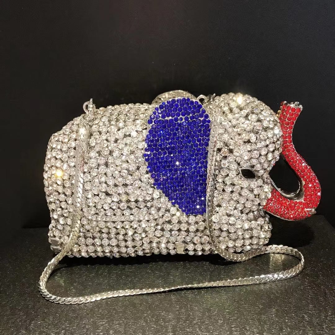 S / Cream 2022 New Design Animal Prints Crystal Elephant Purse Crystal Clutch Bag Wedding Party Clutches Purse Handbag Luxury Purse