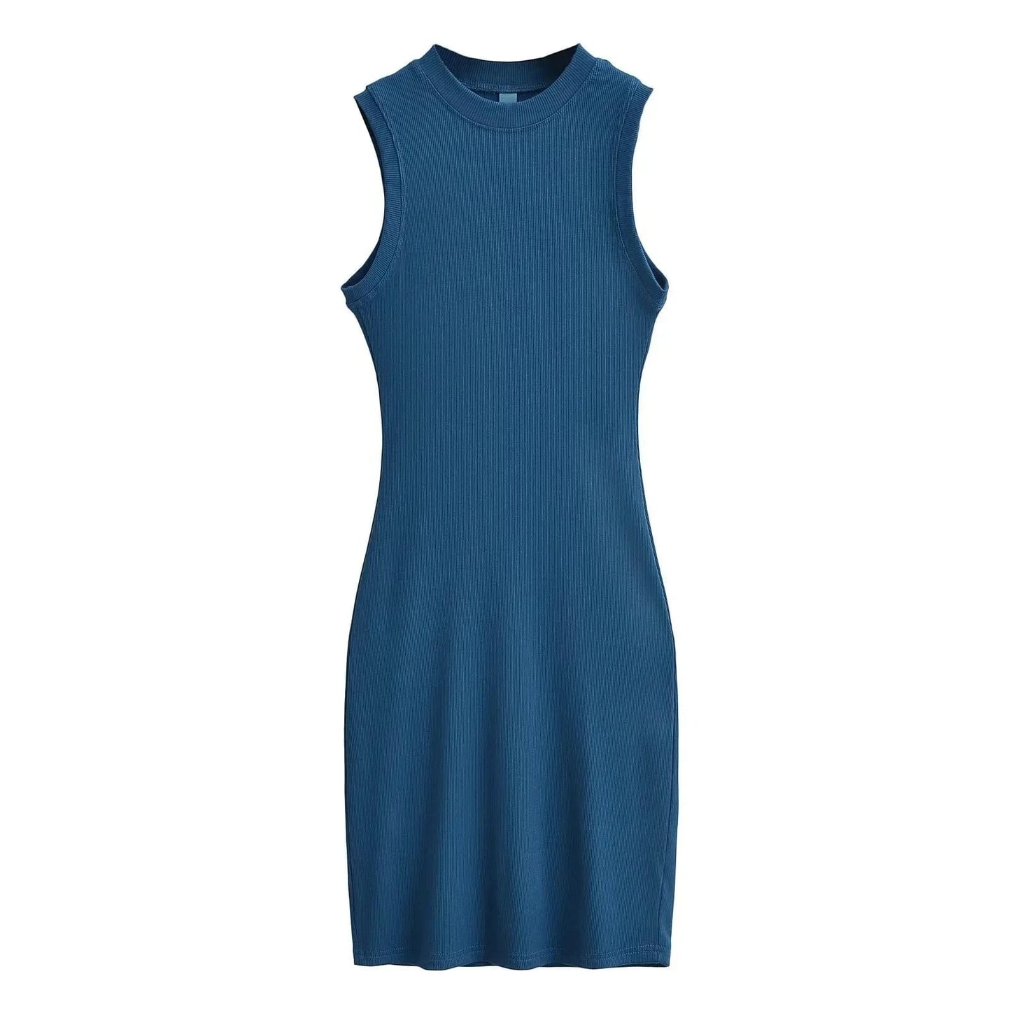 S / Dark blue 2024 Custom Modal Cotton Rib Maxi Dress Women Clothes Ladies Lounge Sleeveless Dress Bodycon Casual Tank Top Dress