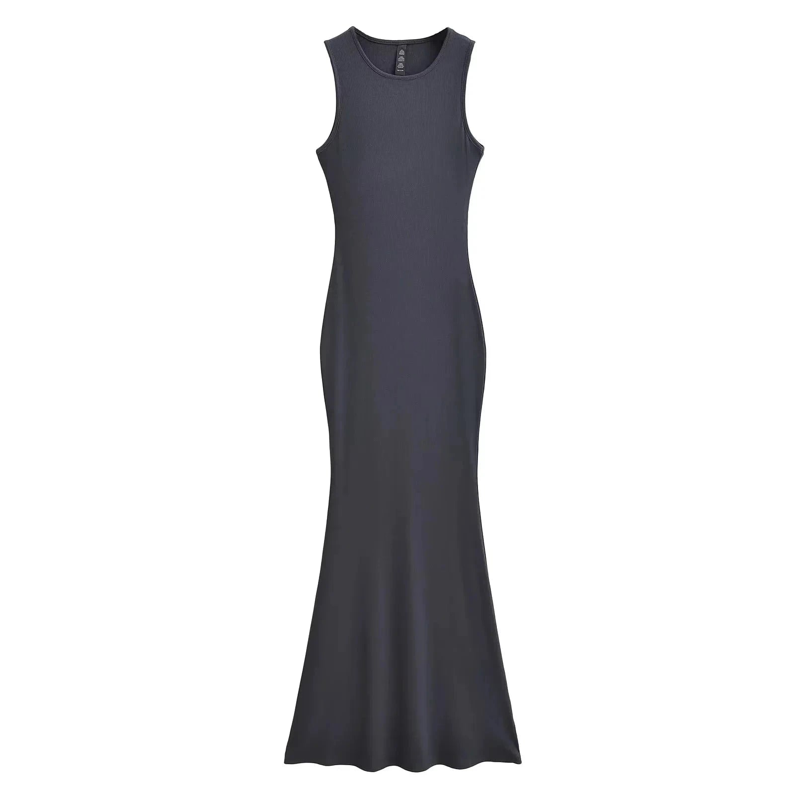 S / Dark Gray 91% Modal 9% elastane Ribbed Women Sleeveless Tank top Dress Bodycon solid Women Long dress