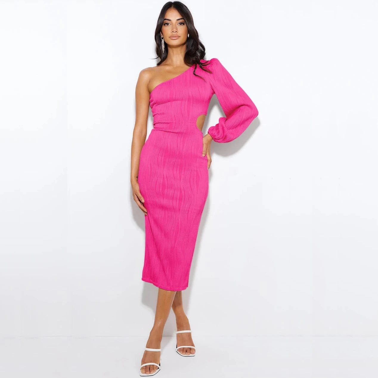 S / EQOA004 Hot Sale Cocktail Single Sleeve Sexy Lady Formal Bodycon Evening Dresses Elegant Classy Women Party Dress