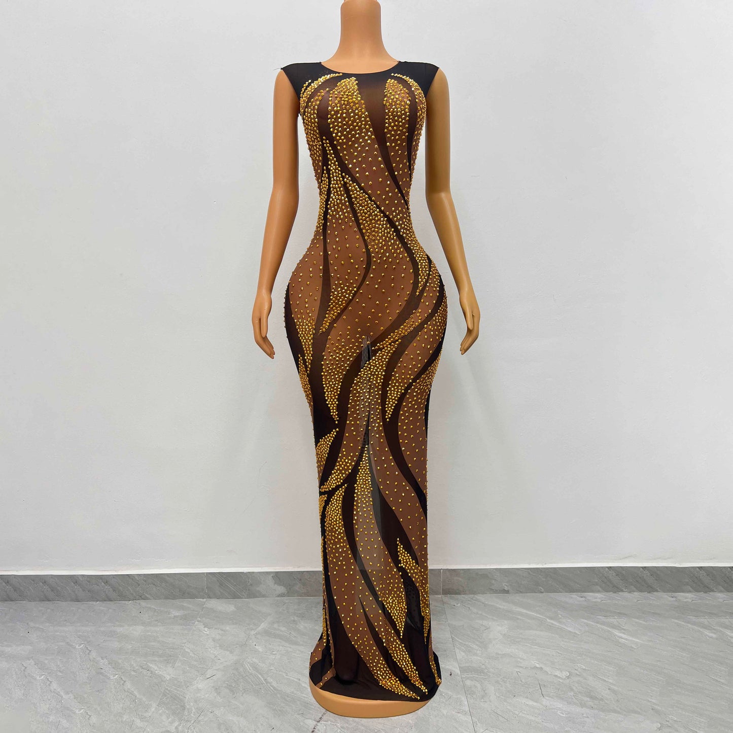 S / gold NOVANCE new product ideas 2023 shiny diamonds elegant sleeveless long gown evening dress gold robe for dinner party prom