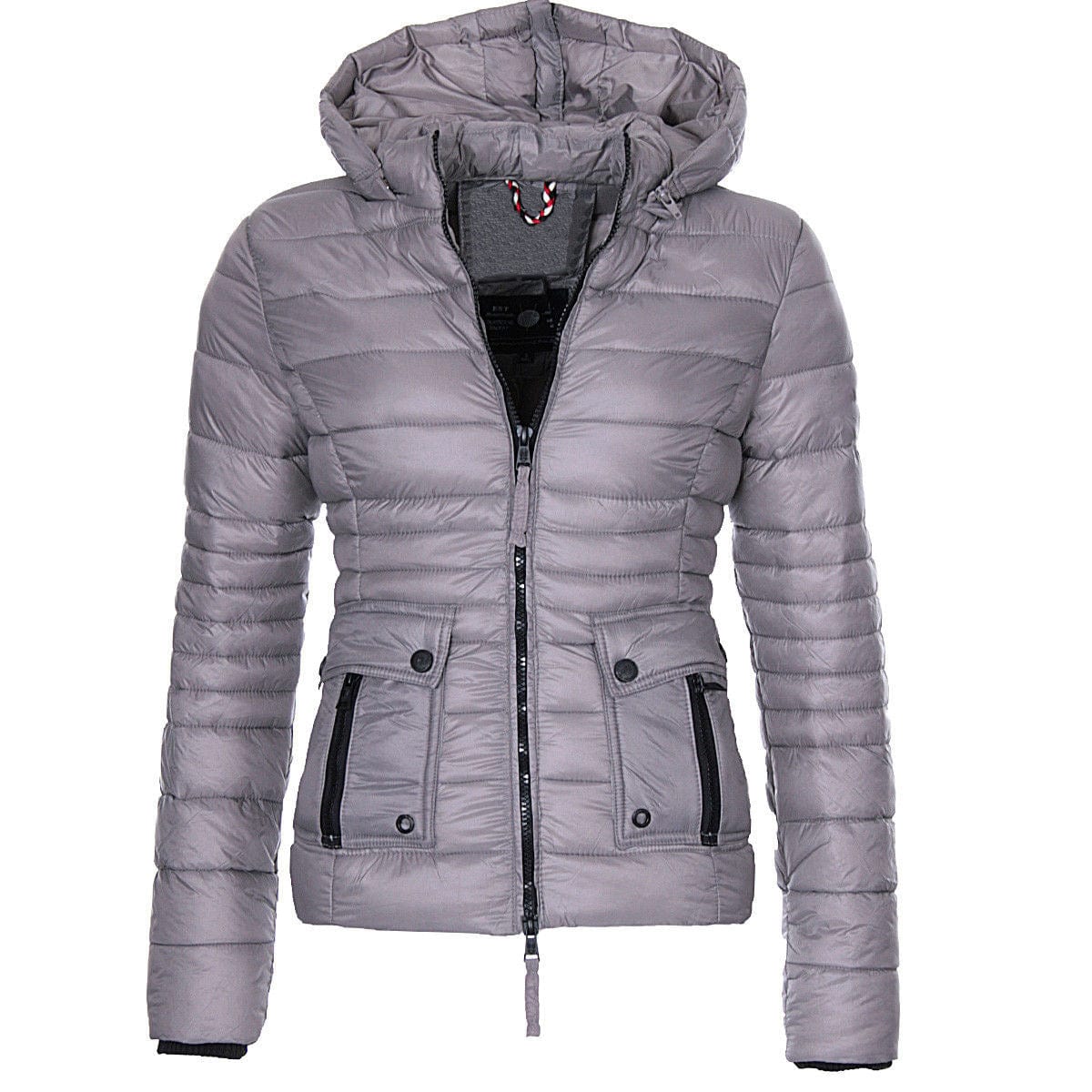 S / Gray 10%OFF S-3XL Winter women's cotton coats short slim solid color cotton jackets warm zipper hooded cotton coats