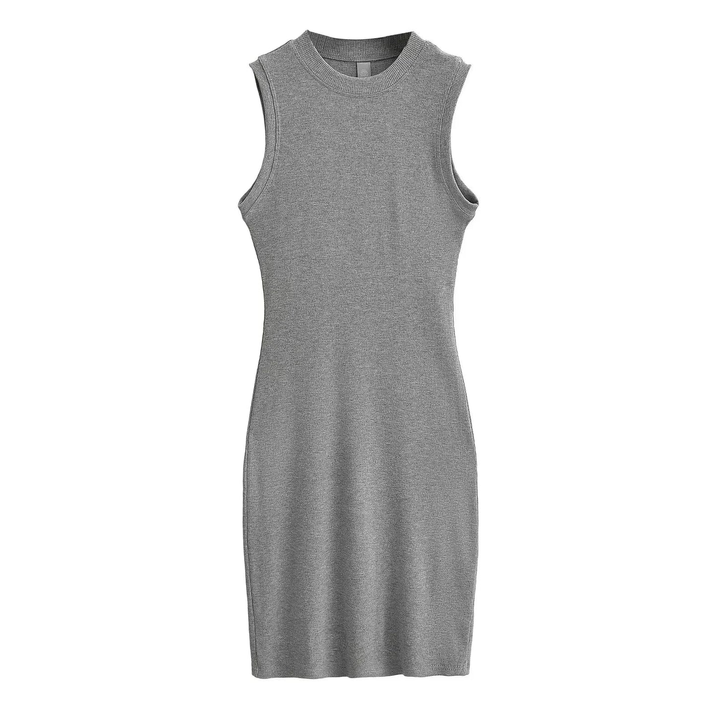 S / Gray 2024 Custom Modal Cotton Rib Maxi Dress Women Clothes Ladies Lounge Sleeveless Dress Bodycon Casual Tank Top Dress