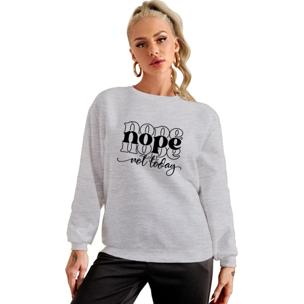 S / Gray Fall Clothing For Women Women Loose Offset Pyrography Sweatshirt